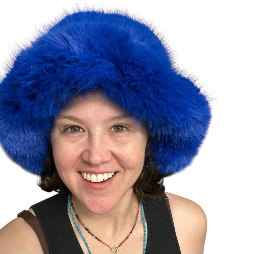 OW Collection Blue Faux Fur Buck Hat